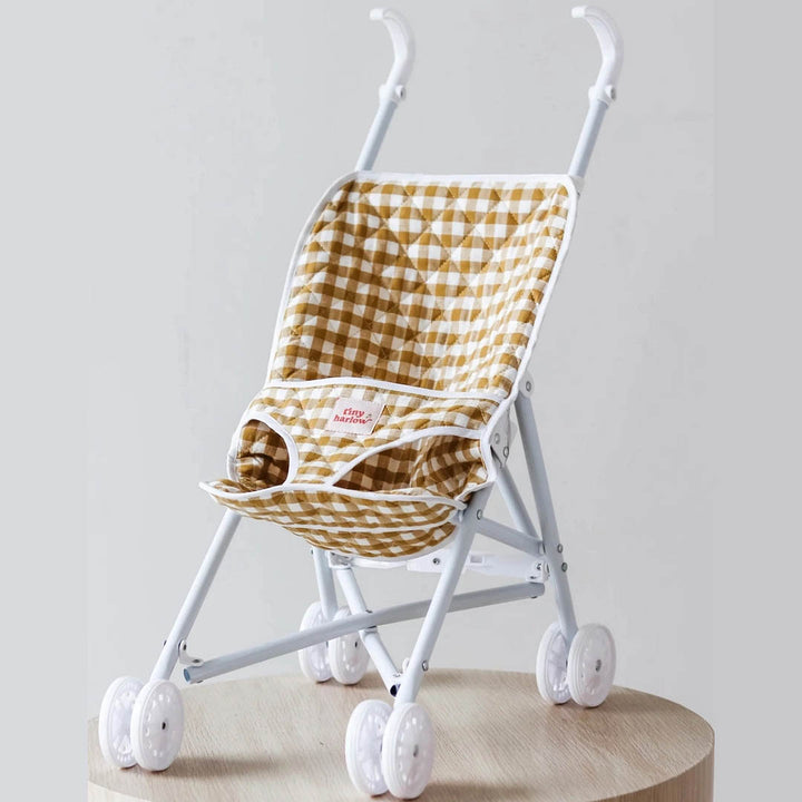 Stroller for doll - Mustard Gingham