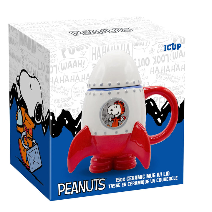 Peanuts Snoopy in Space Rocketship Molded Mug with Cap (16oz)