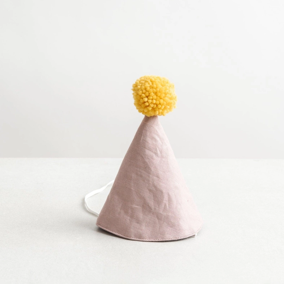 Handmade Linen Party Hat with Pom Pom- Available in Other Colors!