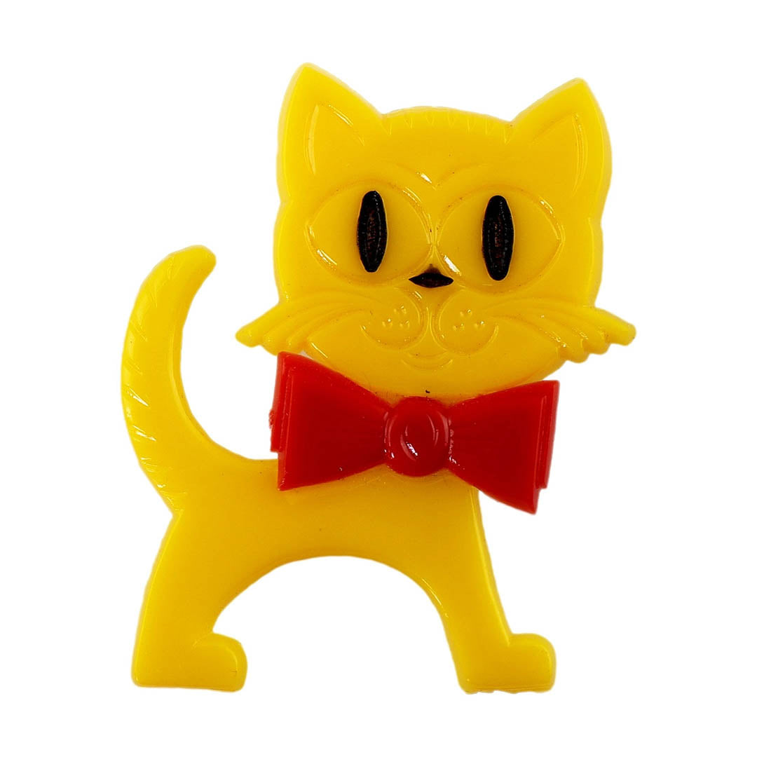 Retro Cat Pin Yellow/Red