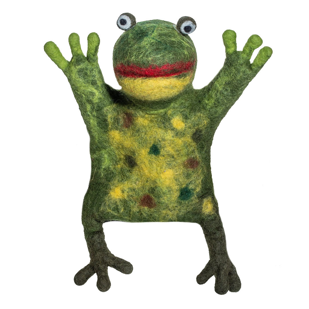 Felted Wool Hand Puppet Frog