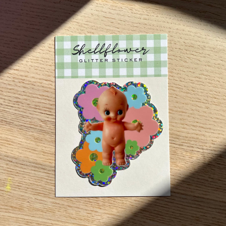Kewpie Baby Vinyl Glitter Sticker