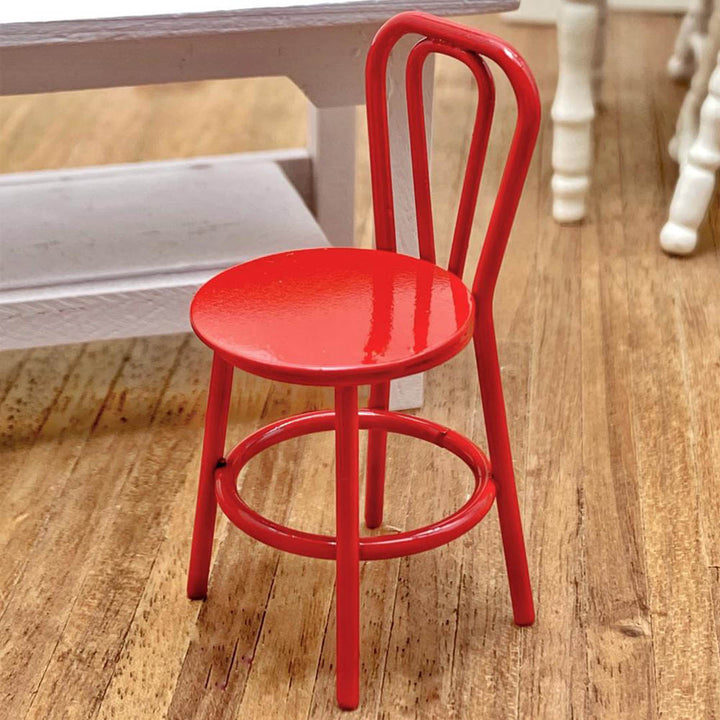 NEW Dollhouse Miniatures: Miniature Red Retro Cafe Chair