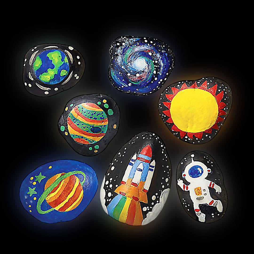 KidzMaker Glow In The Dark Space Rock Painting Kit