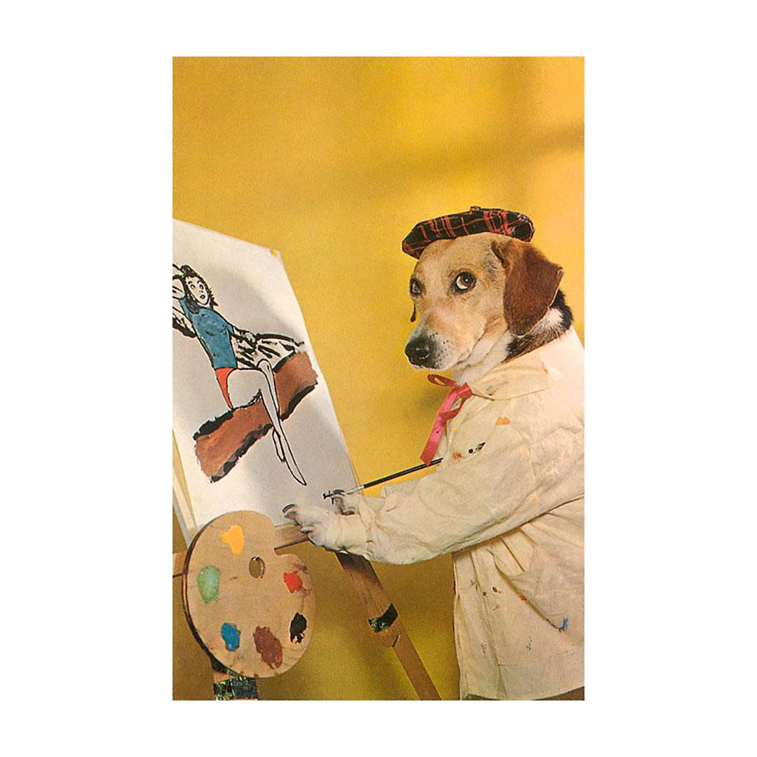Postcard - Dog at Easel