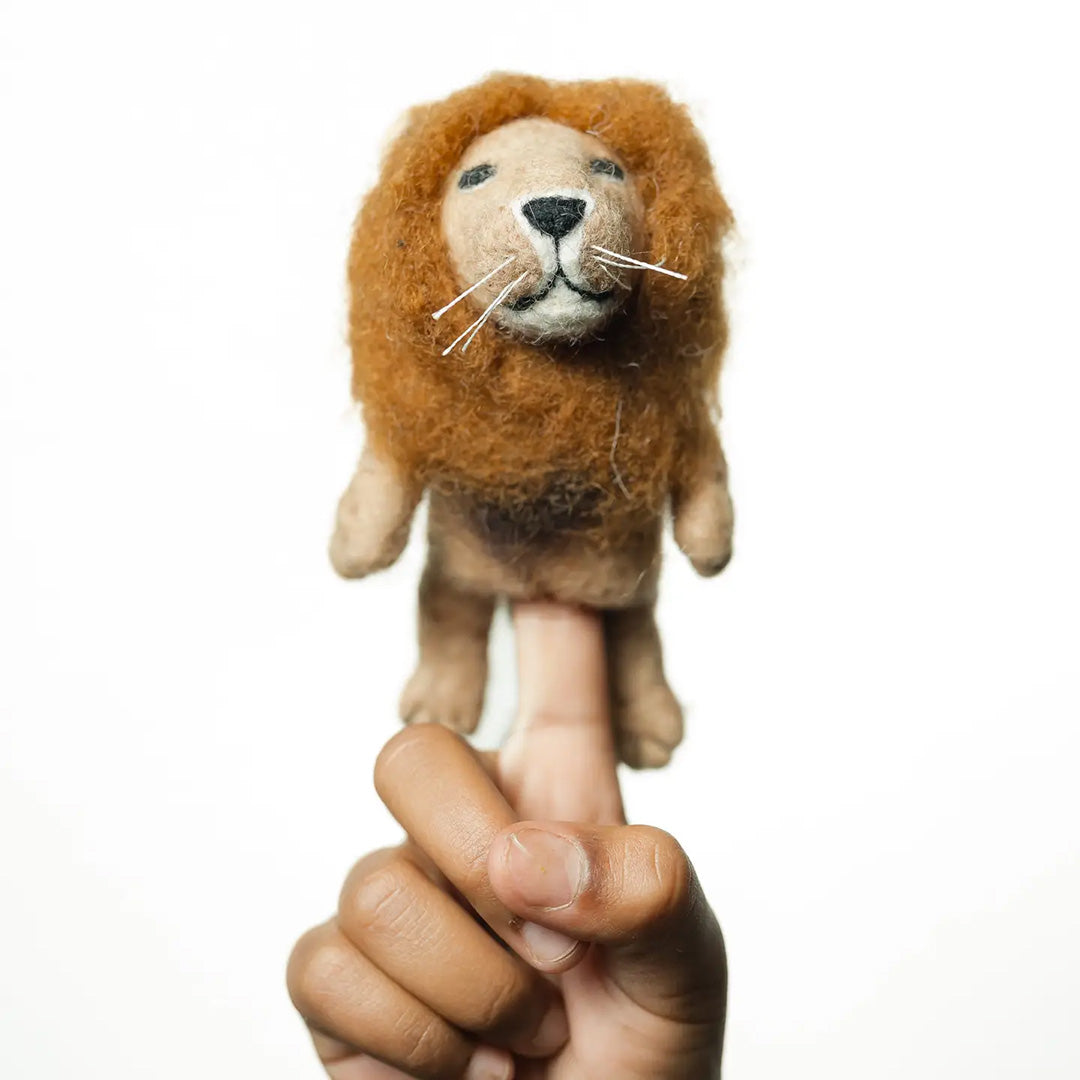 Wool Felt Finger Puppet- Lion