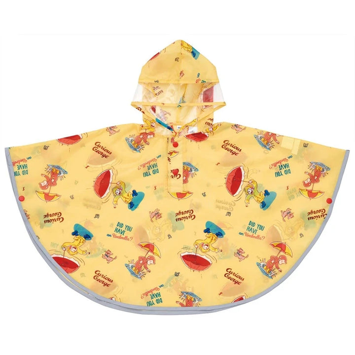 Kid's Rain Poncho Jacket with Storage Tote Bag- Curious George