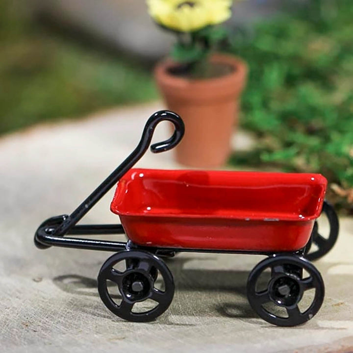 NEW Dollhouse Miniatures: Red Metal Miniature Wagon