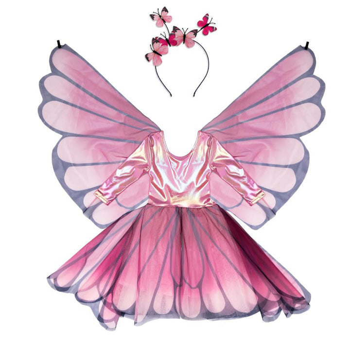 Butterfly Twirl Dress with Wings - Pink