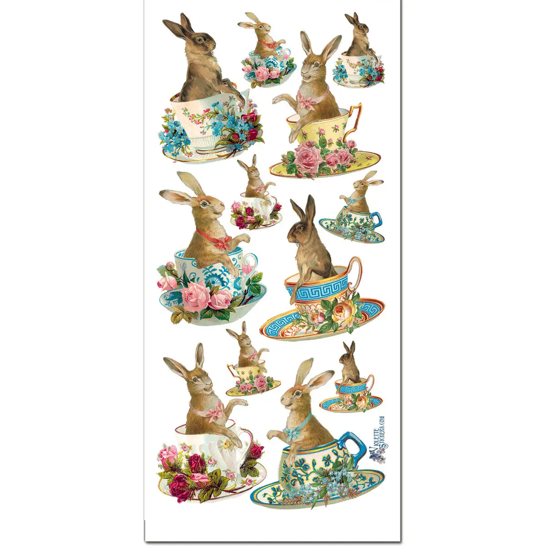 Retro Stickers: Teacup Rabbit