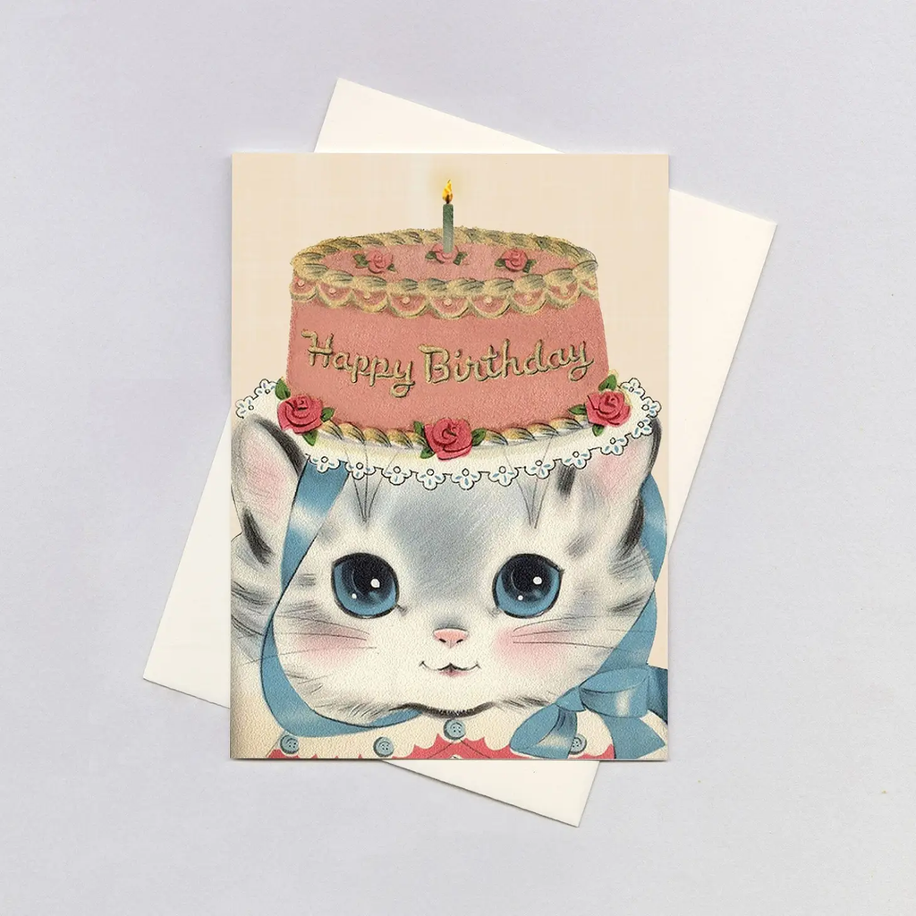 Greeting Birthday Card- Retro Kitty Cat