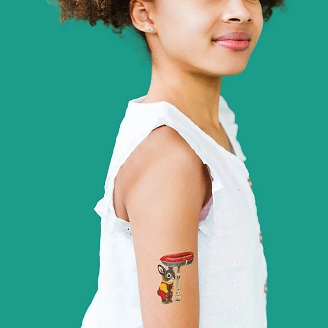 NEW Temporary Tattoo Sheets: Toadstool Bunny Pair
