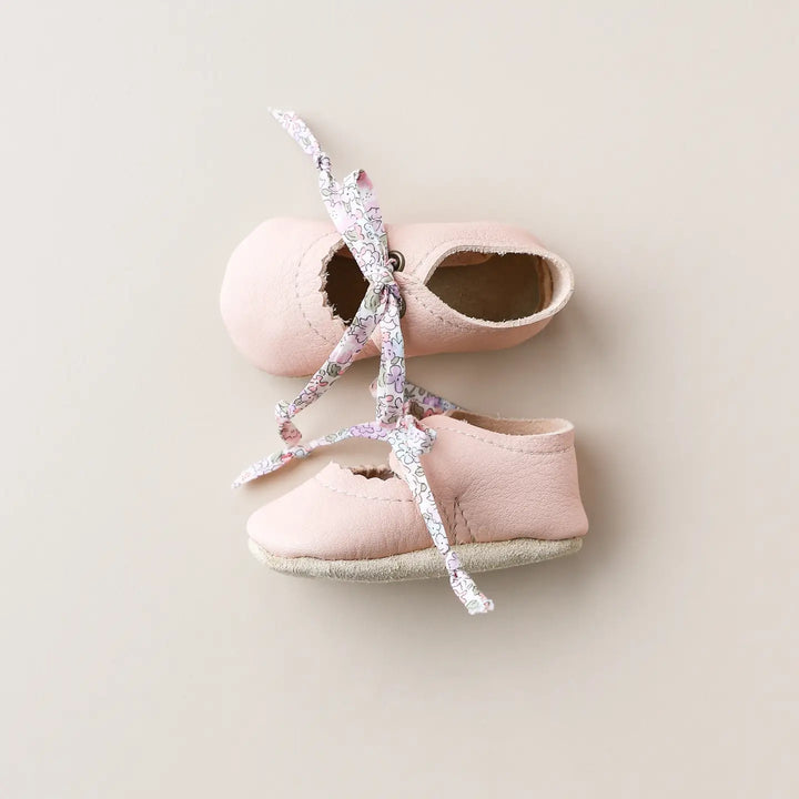 Tie Baby Mary Janes in Blush