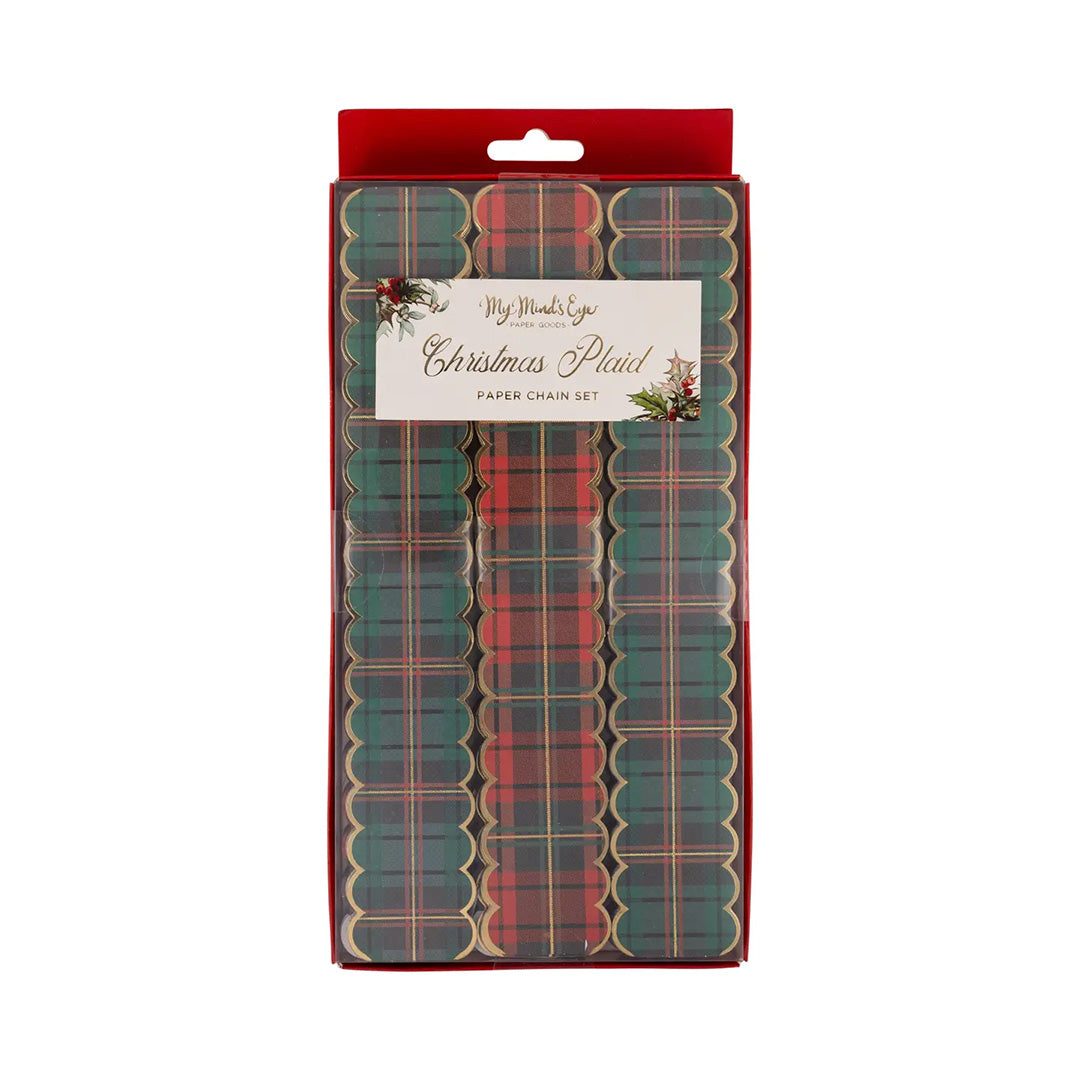 Red and Green Plaid 20ft Christmas Paper Chains