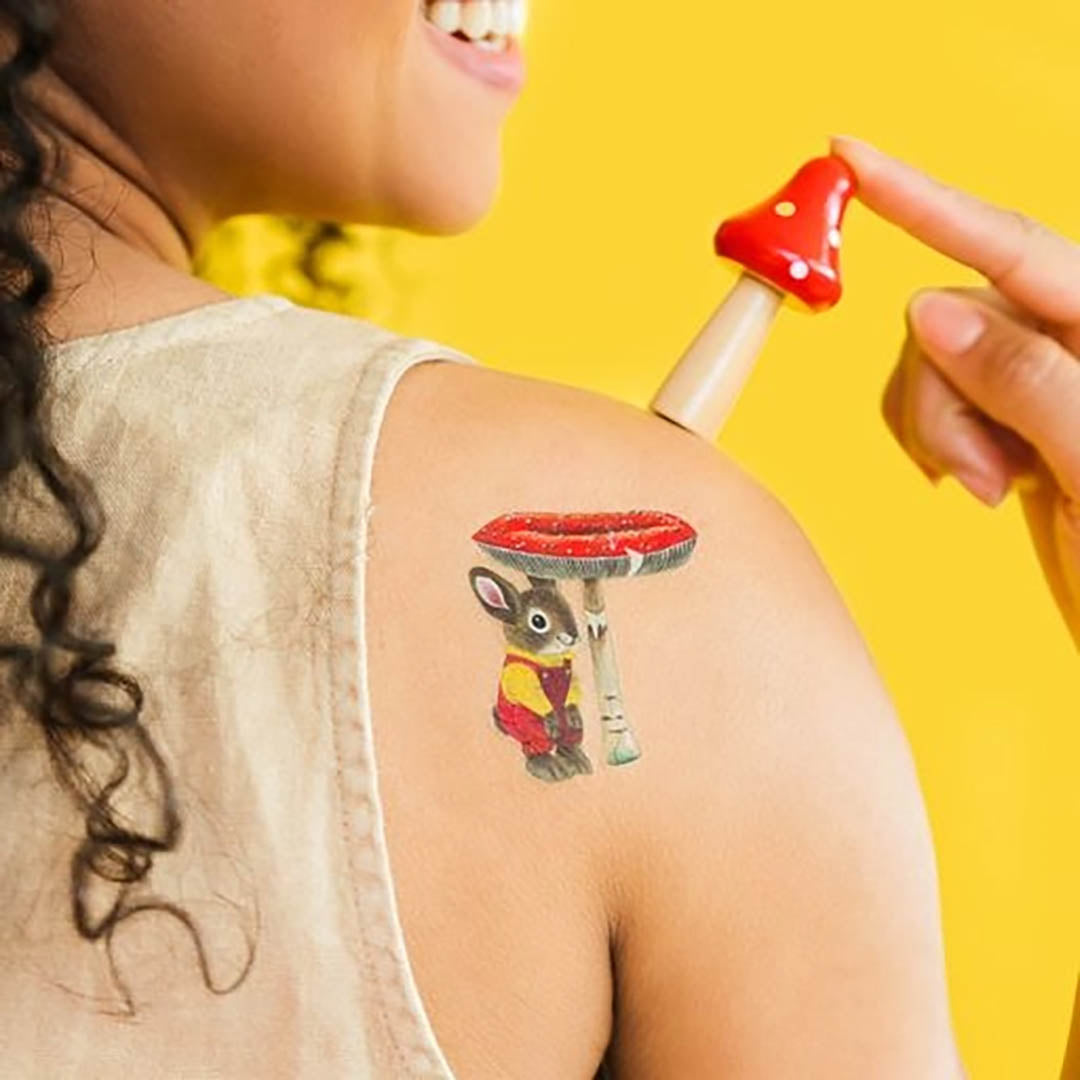 NEW Temporary Tattoo Sheets: Toadstool Bunny Pair