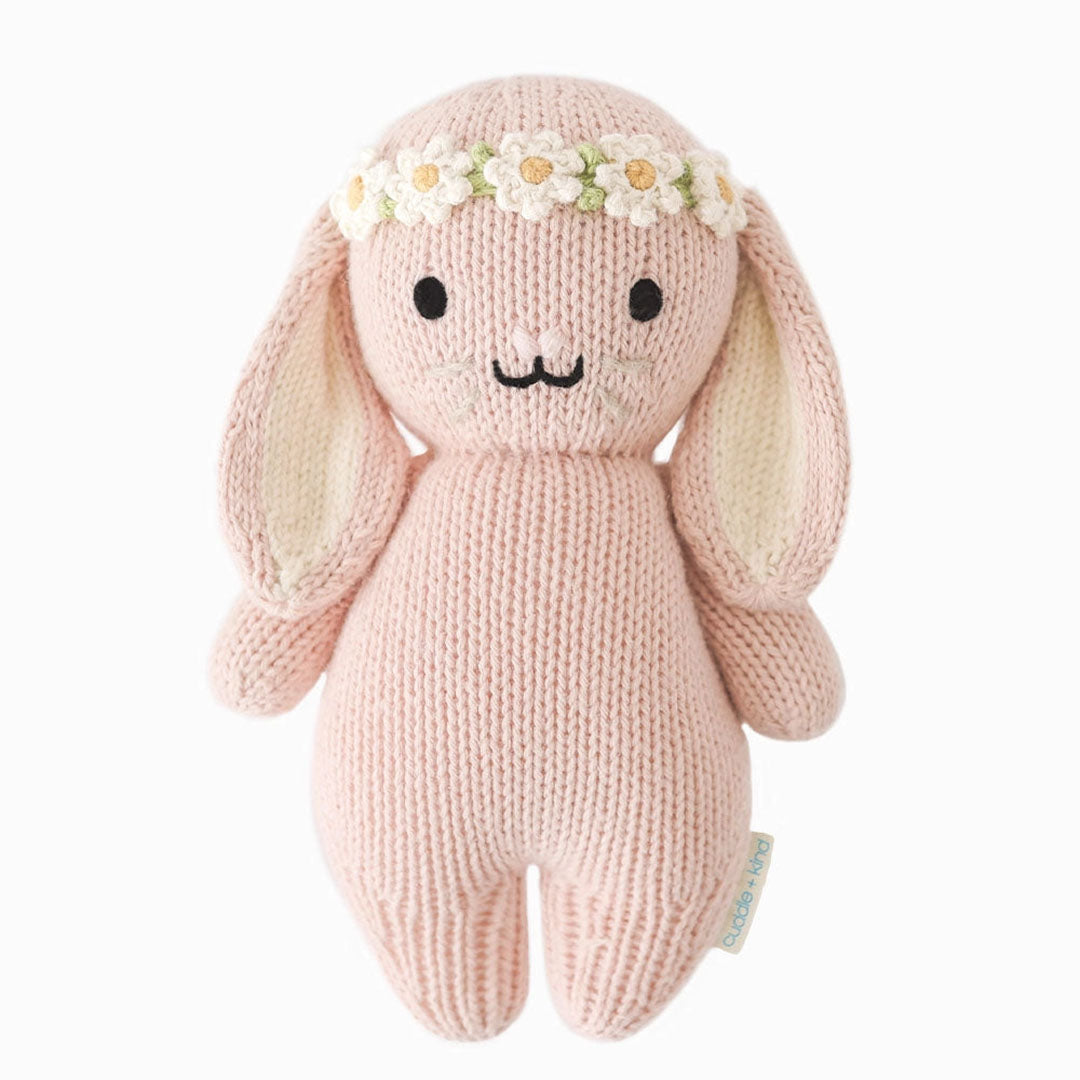Baby Bunny Knit Doll (Rose with Ivory Floral)