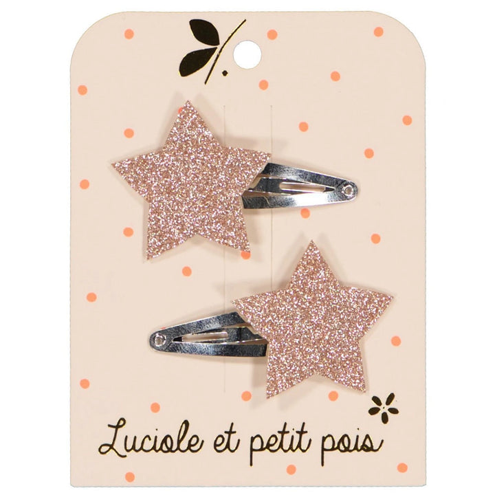 Star Glitter Hair Clip Set - Pink