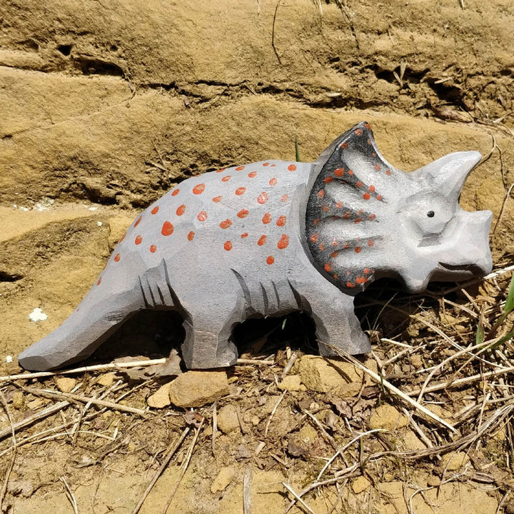 Wooden Triceratops Dinosaur Animal Toy