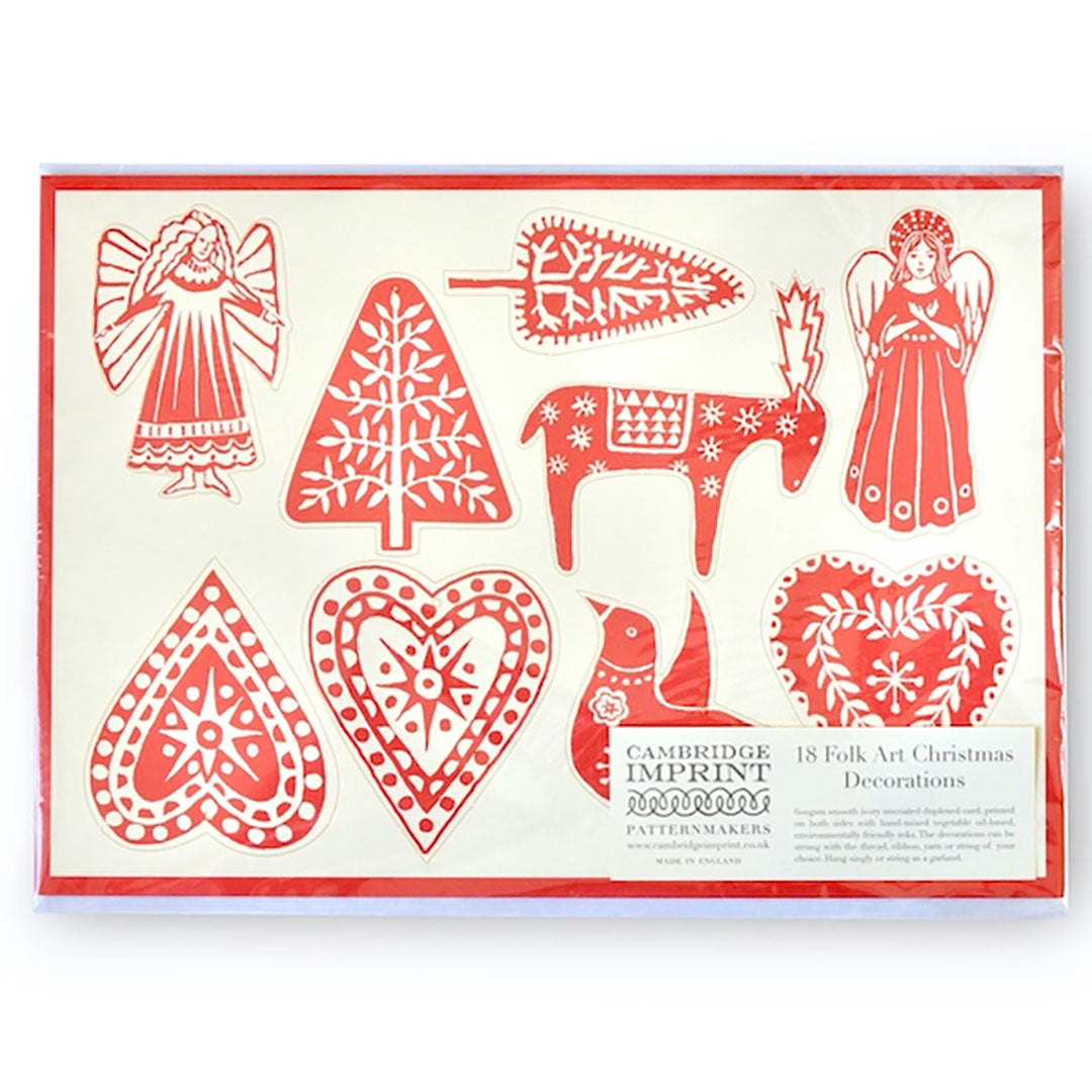 Folk Art Christmas Decorations - Set of 18