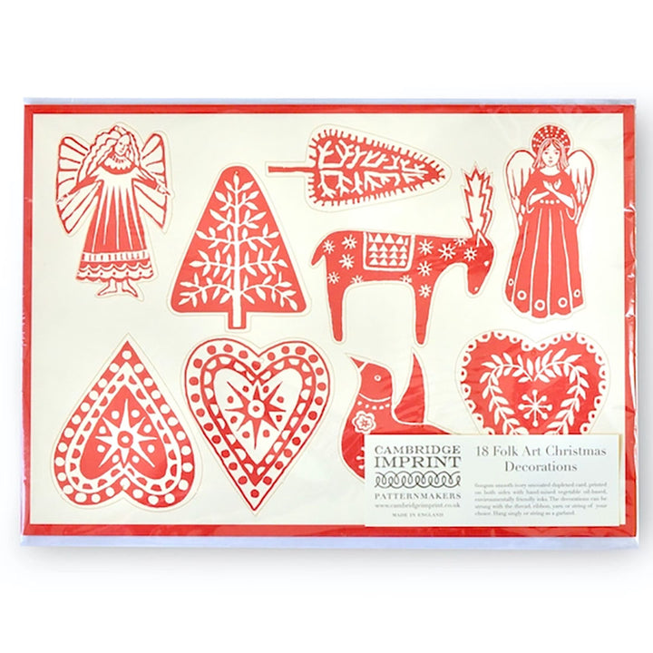 Folk Art Christmas Decorations - Set of 18
