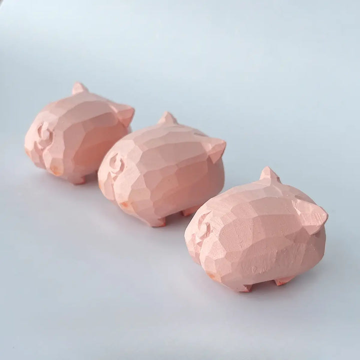 NEW! Handmade Wooden Animal- Pink Pig
