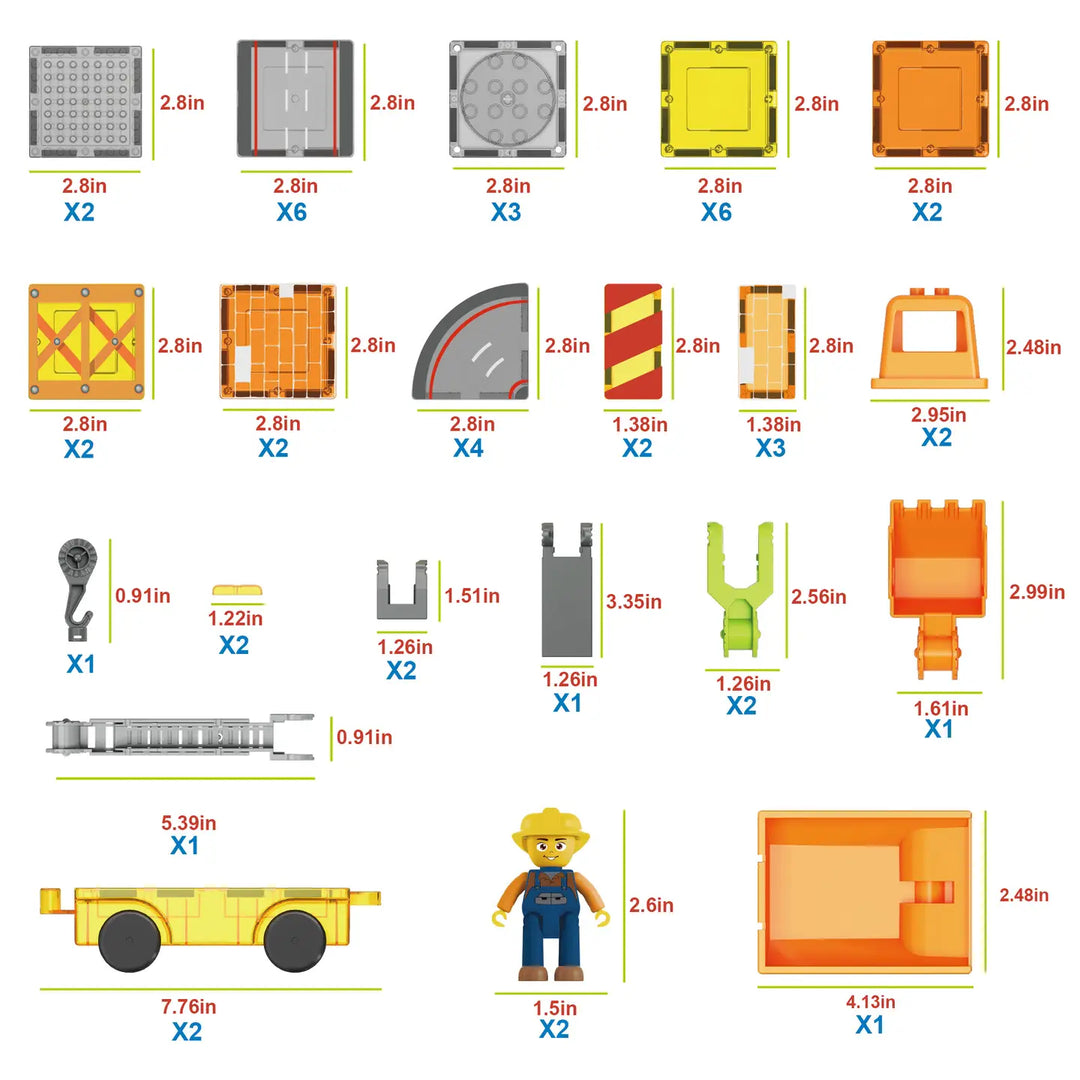 Tile Magnet Construction 5-in-1 Building w/ Accessories