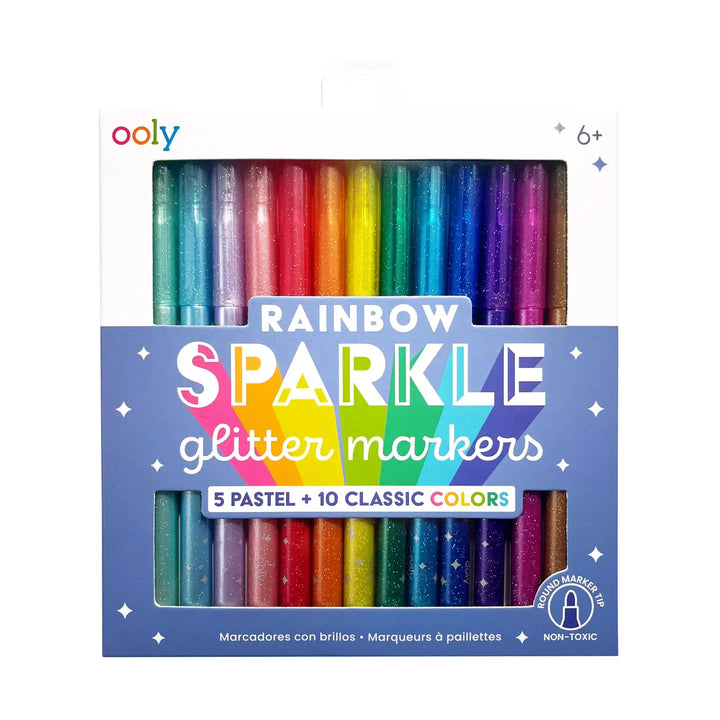NEW Rainbow Sparkle Glitter Markers - Set of 15
