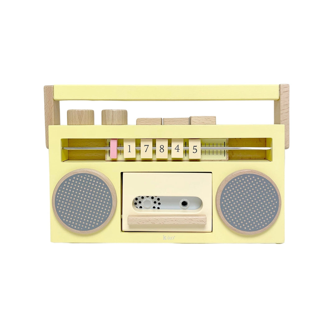 NEW Wooden Tape Recorder Boombox Toy- Yellow