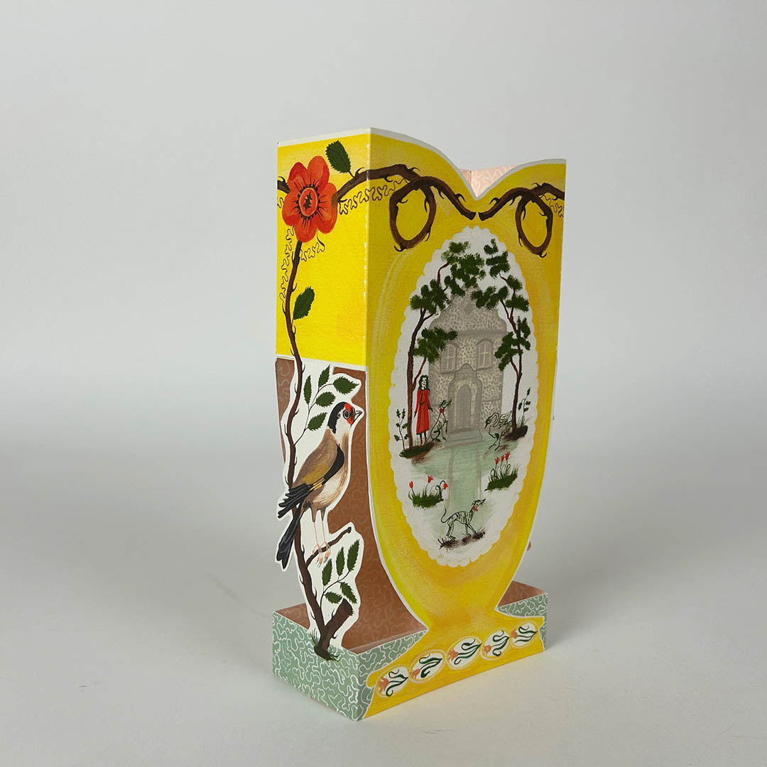 Finches & Folly Vase Die-Cut Card