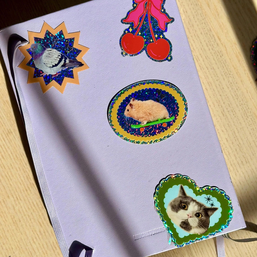 Skateboard Hamster Glitter Sticker