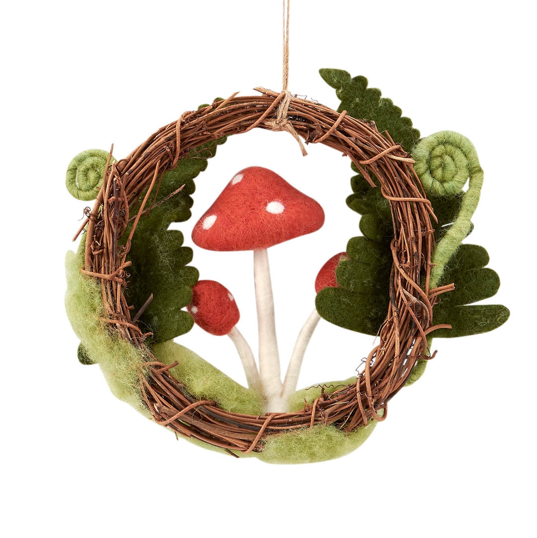 Mushroom Fern Wreath Critter