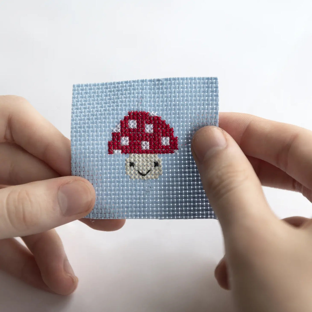 Kawaii Toadstool Mini Cross Stitch Kit In A Matchbox