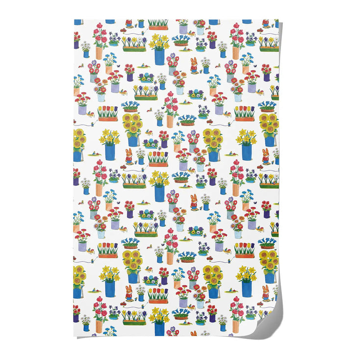 Richard Scarry Busytown Flowers Wrapping Paper - Roll of 3 Sheets