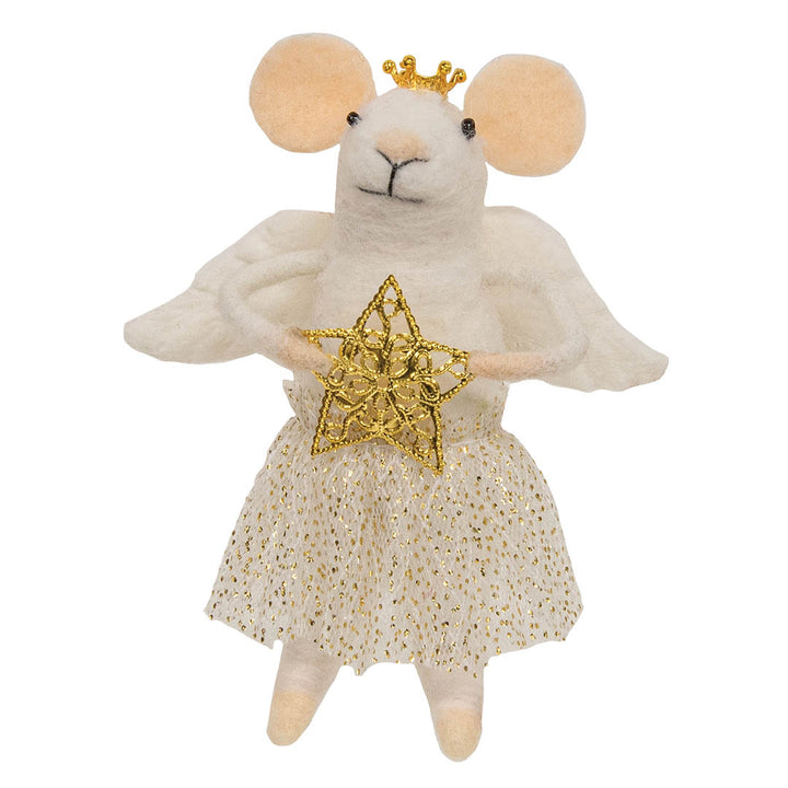 Felted Mouse Angel Ornament