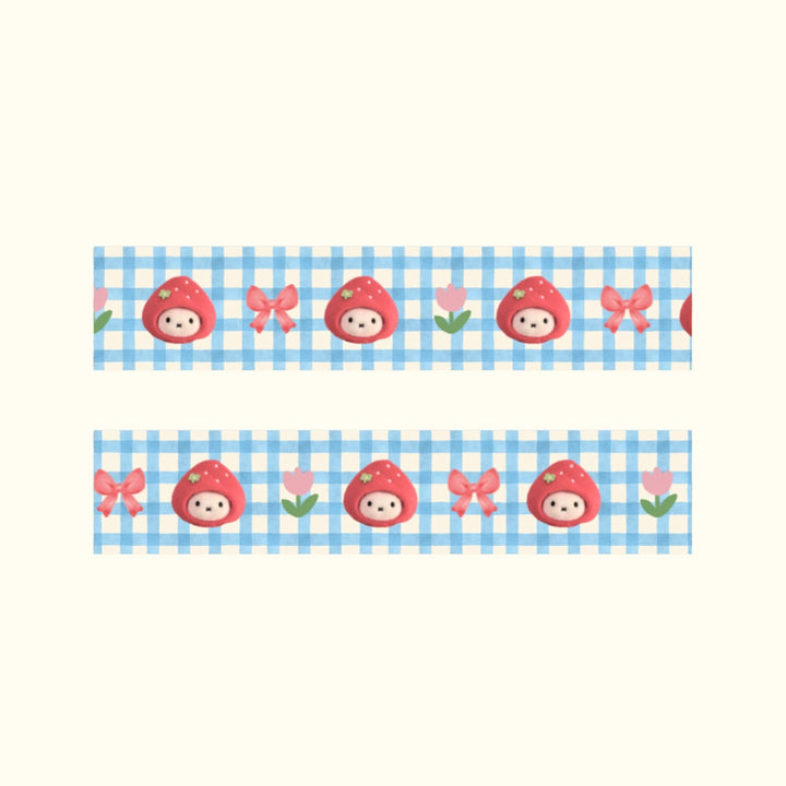 Strawberry Bunny Gingham Washi Tape