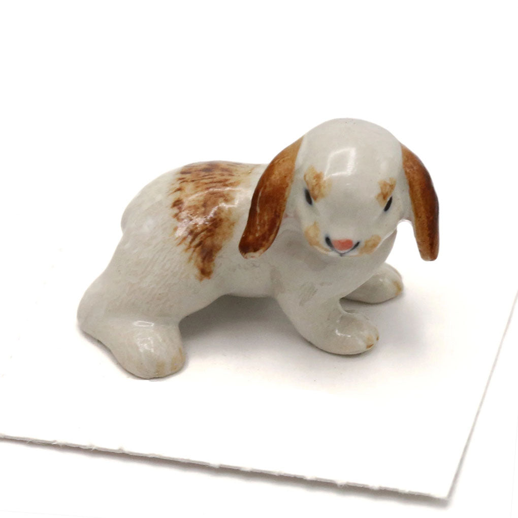 NEW Porcelain Miniature Treasure Figurine- Brown and White Bunny
