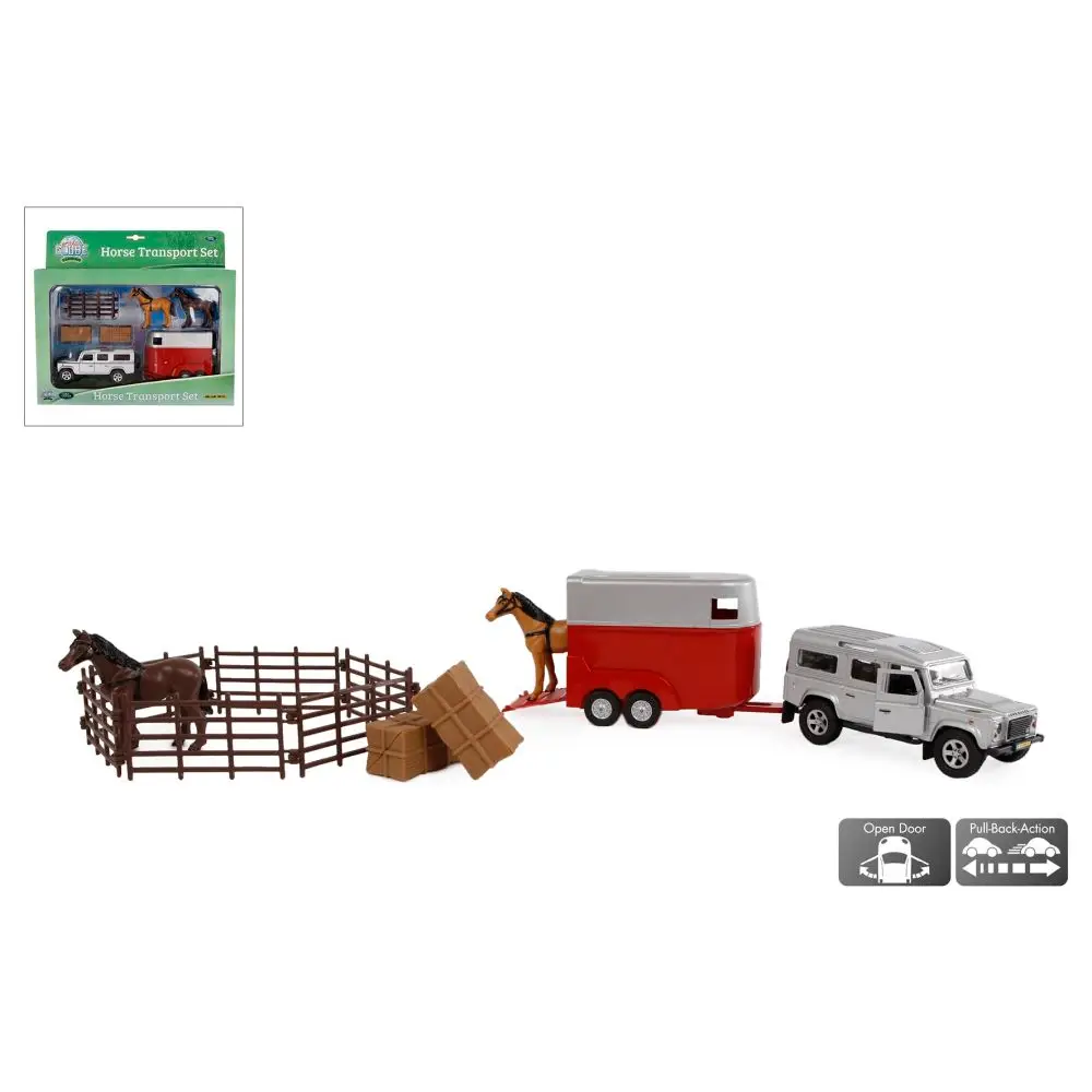 Interactive Diecast Land Rover with Trailer and Accessories