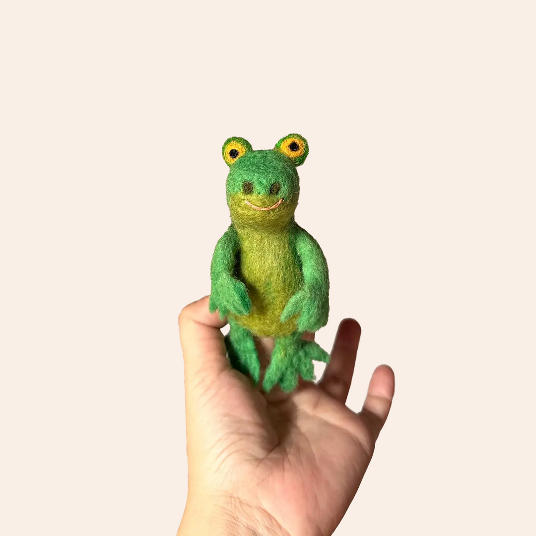 NEW Wool Felt Finger Puppet- Frog