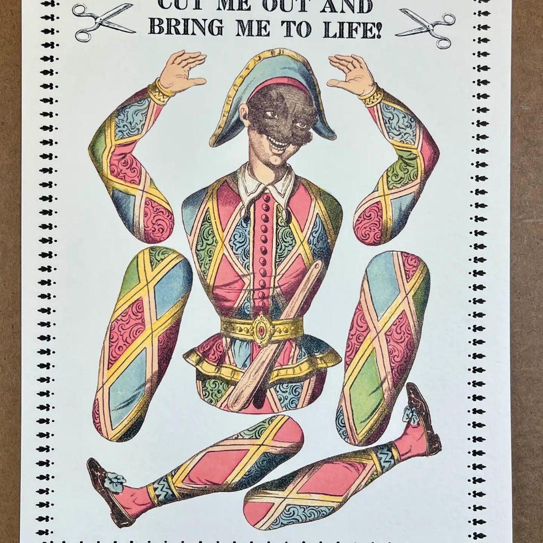 Paper Puppet Cut Out Art Cards- Harlequin