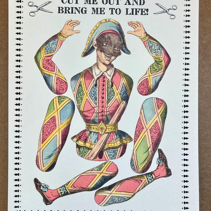 Paper Puppet Cut Out Art Cards- Harlequin