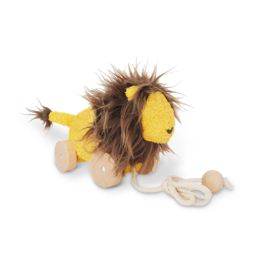 Baby Lion Pull Toy with Wooden Wheels