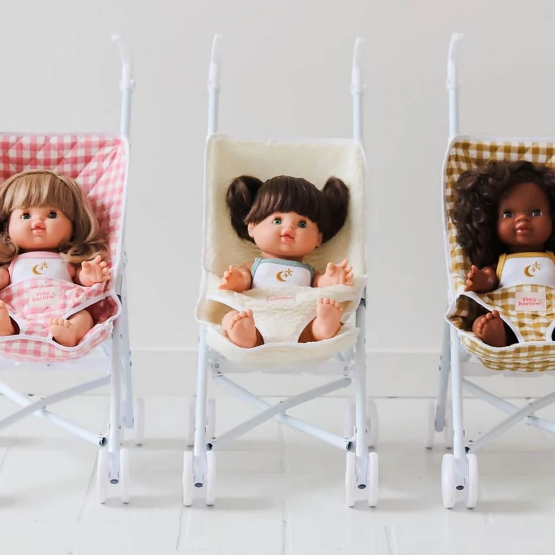 Stroller for doll - Mustard Gingham