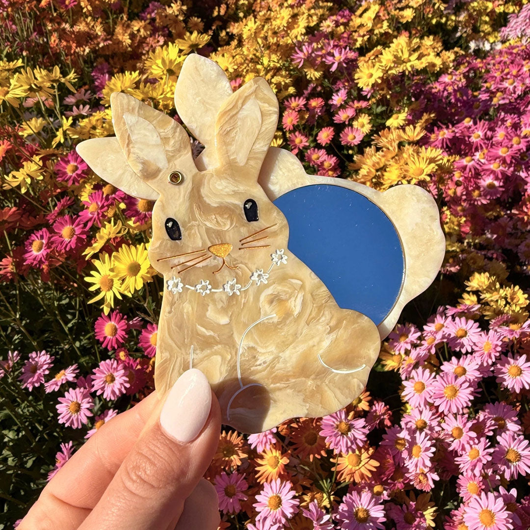 Hand-painted Bunny Compact Mirror