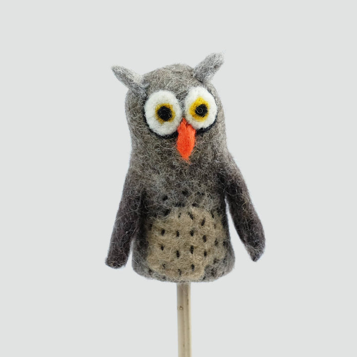 NEW Wool Felt Finger Puppet- Owl