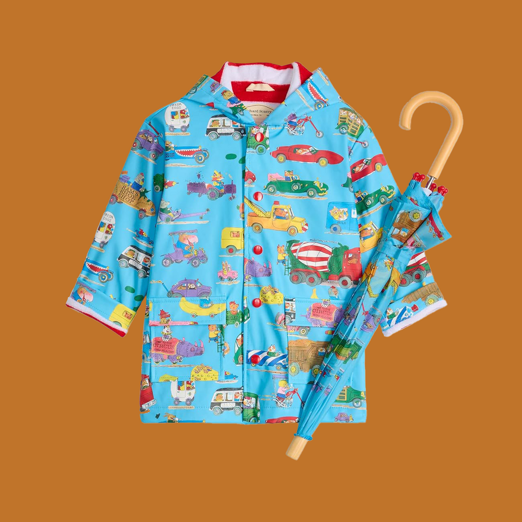 Richard Scarry Kid's Waterproof Rain Jacket- Cars and Trucks and Things That Go!
