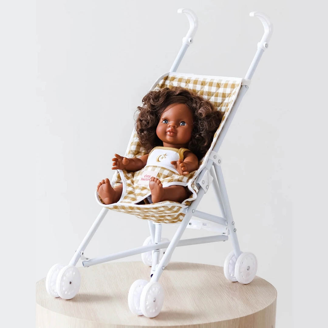 Stroller for doll - Mustard Gingham