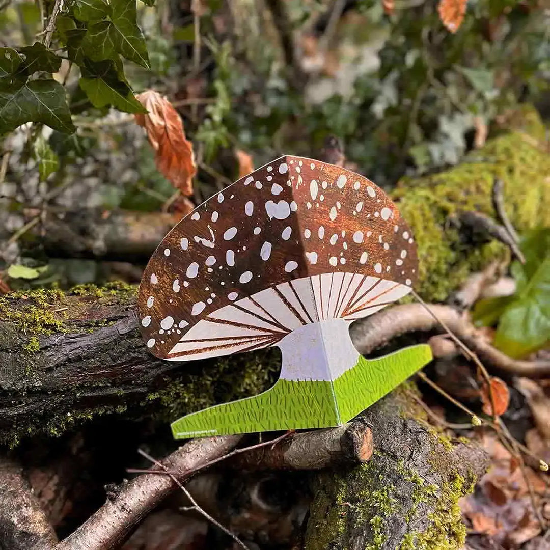 Brown Mushroom Shaped Greeting Card