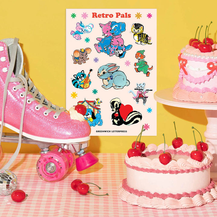 Retro Pals Cute Animal Sticker Sheet