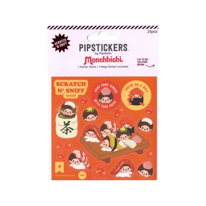 Monchhichi Pipstickers Sushi Scratch N' Sniff Sticker Set [Ginger Scented!]