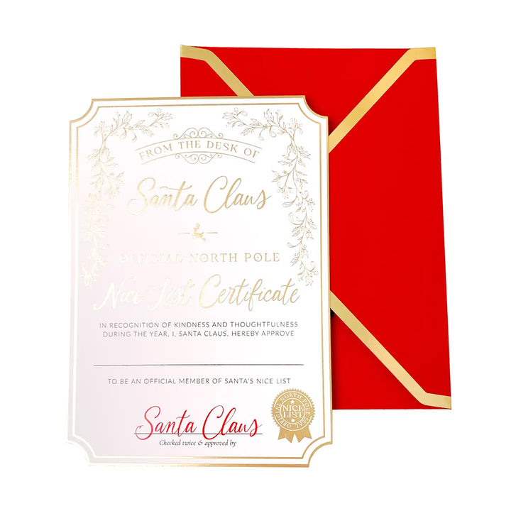 Santa's Nice List Certificate - Gold White